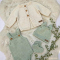 Handmade Knitting Baby Set – Cardigan Romper Hat & Booties | Newborn Baby Shower Gift Outfit