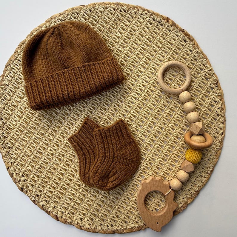 Handmade Brown Knit Baby Romper Set – Deer Winter Outfit with Hat & Booties | BebekCozy Newborn Knitwear