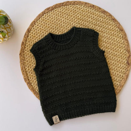 Handmade Green Merino Baby Vest – Winter Knitted Outfit for Baby Boy | BebekCozy Baby Knitwear